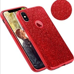 iPhone X/10 Case Red Glitter Case Ultra Slim
